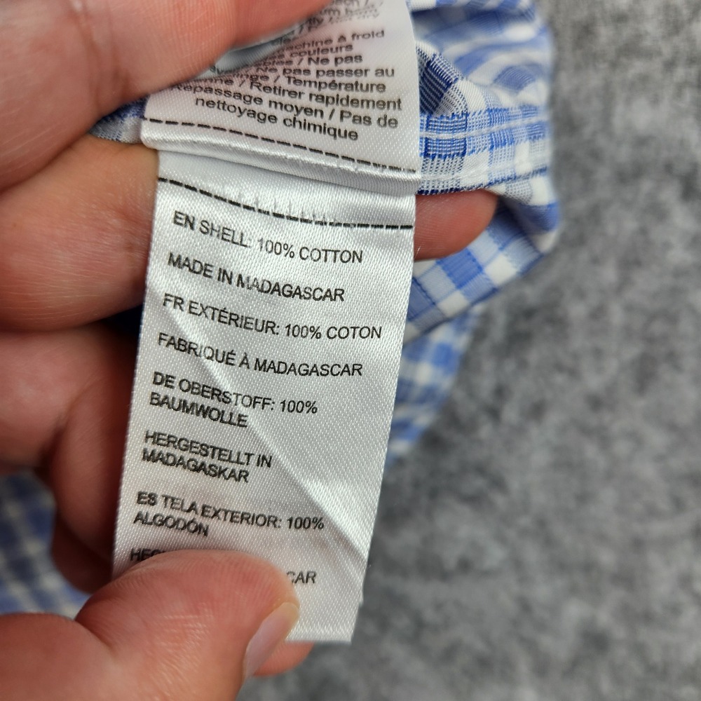 UNTUCKit Durif WF Button Down‎ Shirt Men L Blue Gingham Wrinkle Free Casual - Picture 8 of 11